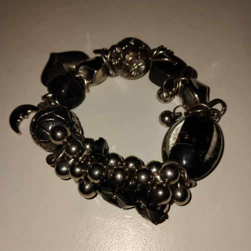 black and silver charm bracelet