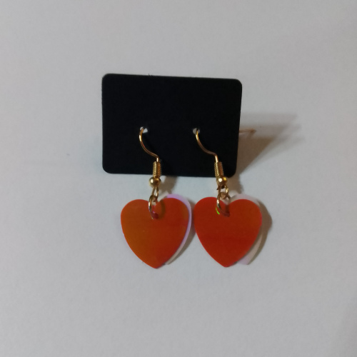 metallic pink shine heart earrings