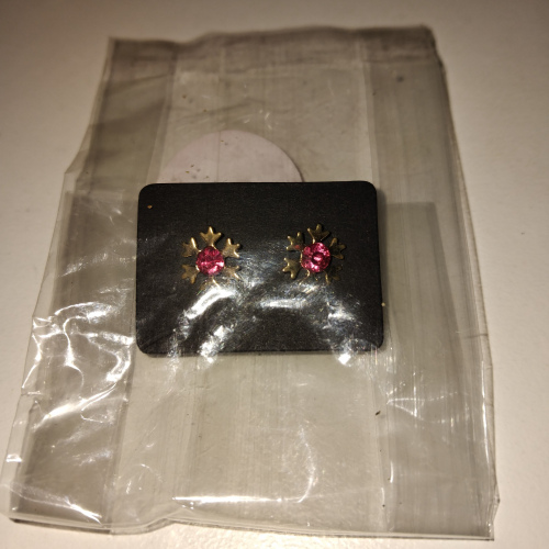 gold with pink diamond snowflake studs