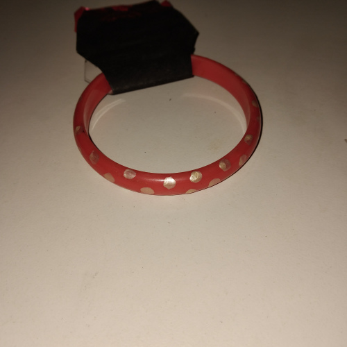 red and white polkadot bangle