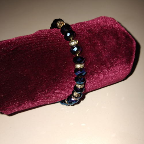 blue and silver beaded bracelet
