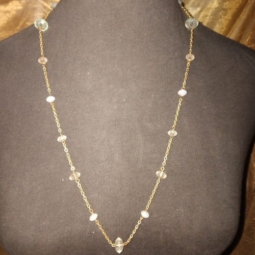 silver with transparent and murky white beaded chain