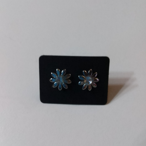 silver diamond flower studs