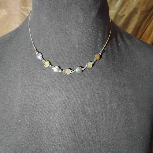 silver with round glitter detailed necklace