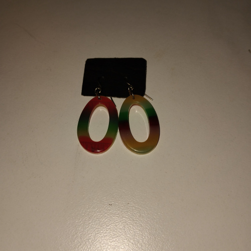 multicoloured oval chandelier earrings