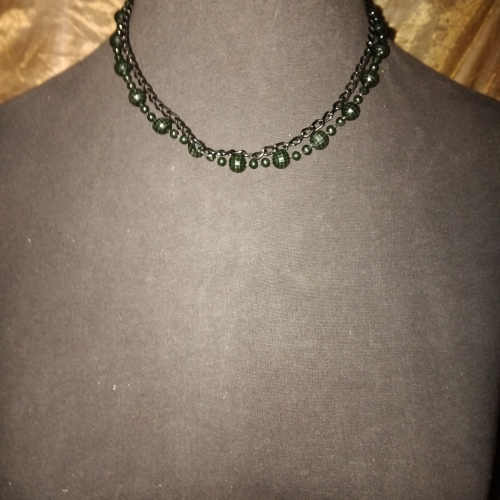 2 layered black beaded necklace