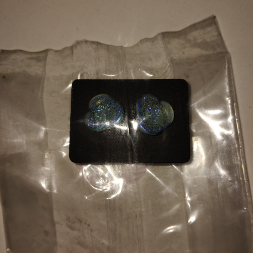 ice blue glitter flower studs