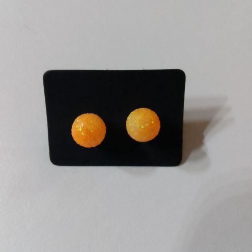 orange glitter ball studs