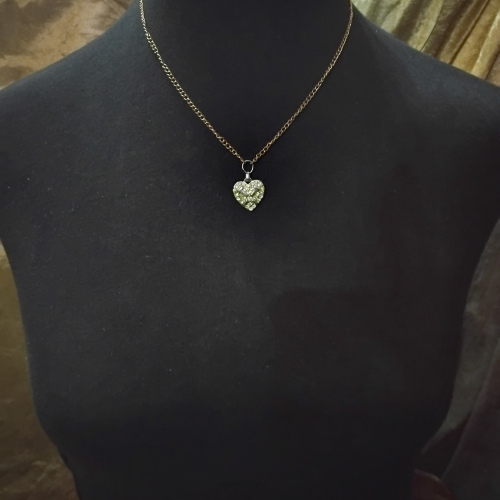gold necklace with silver heart diamond 
