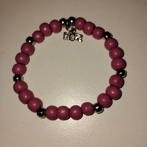 pink beaded hope charm bracelet