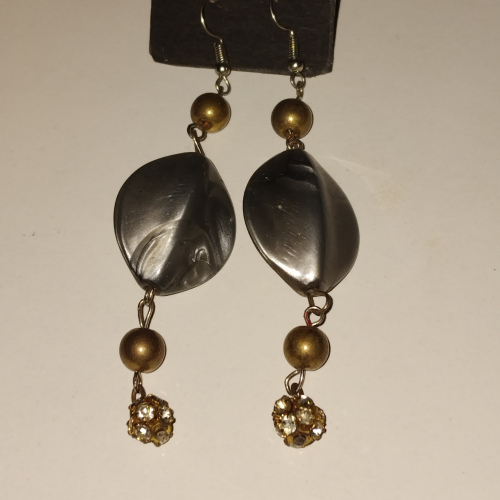 silver and gold diamond lng earrings