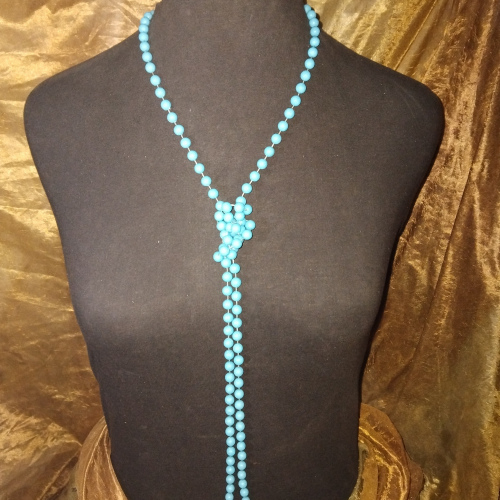 light blue lng beaded chain