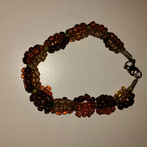 orange and brown beaded bracelet