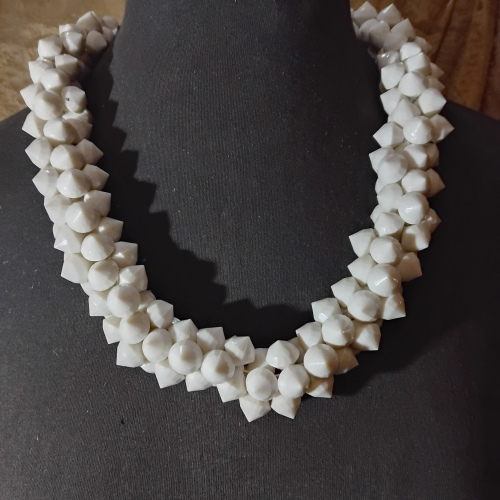 white beaded bulky necklace