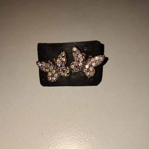 gold diamond butterfly studs