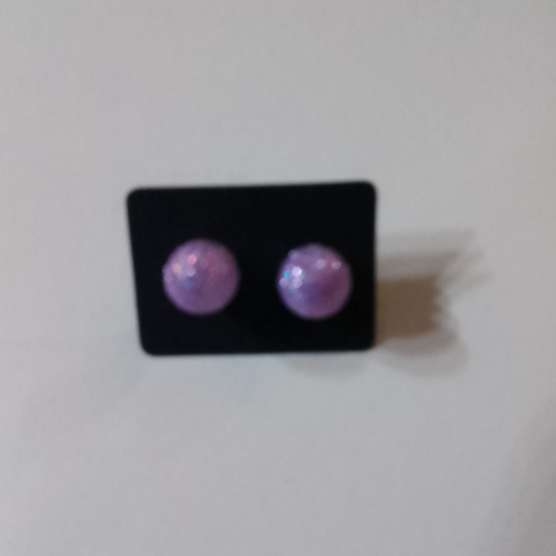 light purple glitter ball studs
