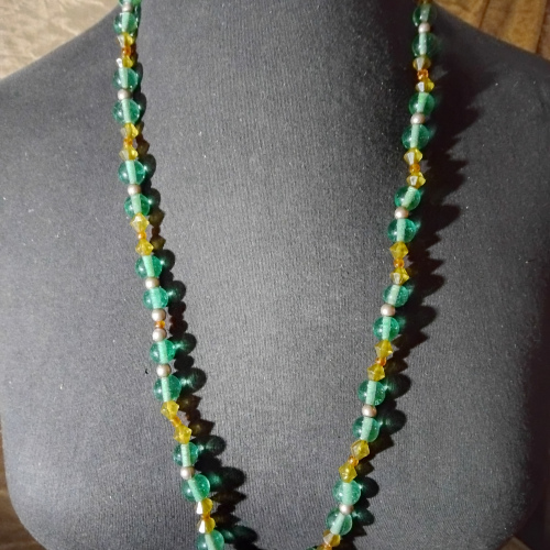 green and orange beaded chain
