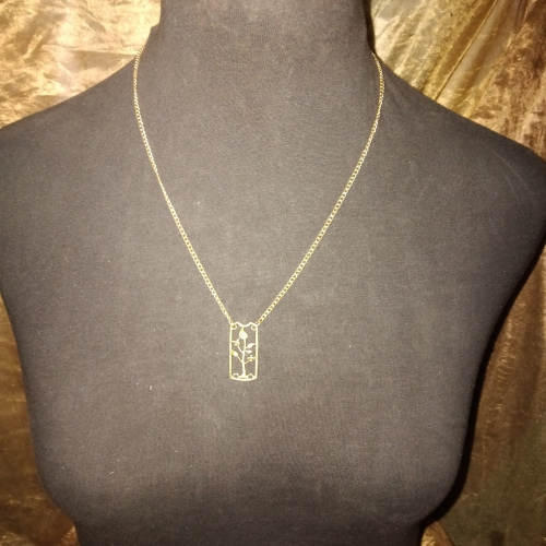 rectangle tree pendant gold chain