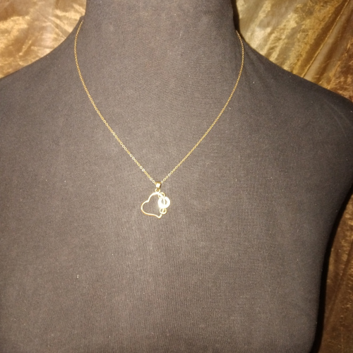 sml hollow heart pendant gold necklace